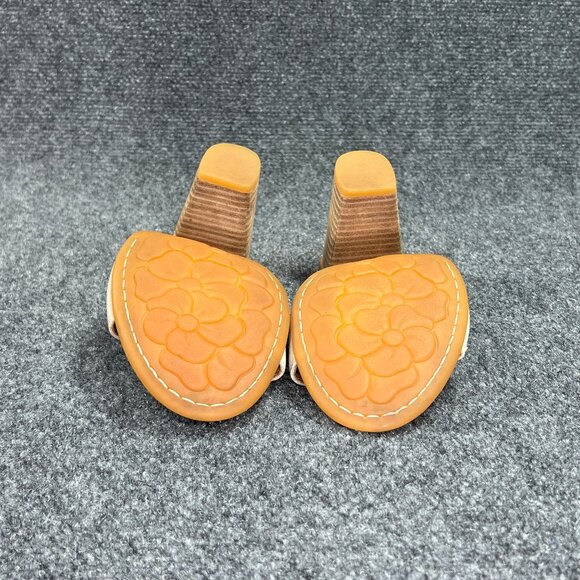 Born Heels Women's Size 8 Cream Suede Leather Slip On Heeled Mules Sandals - Picture 11 of 13